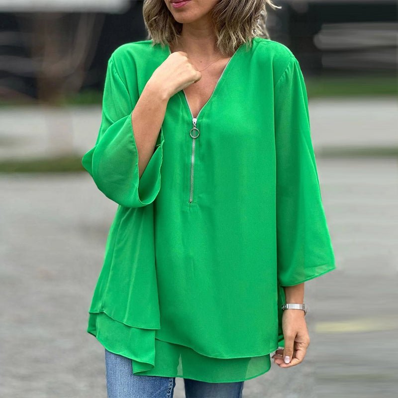 ELLY | Chiffon Zipper Blouse