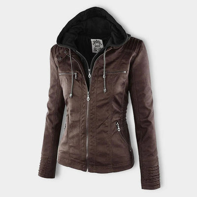 LÁNE | Waterproof Women's Leather Jacket with Hood