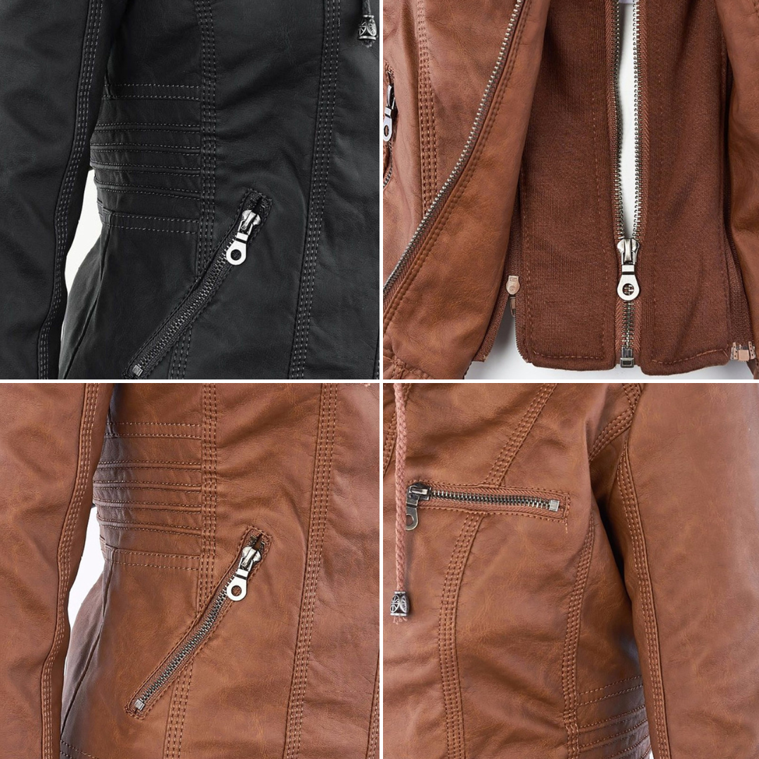 LÁNE | Waterproof Women's Leather Jacket with Hood