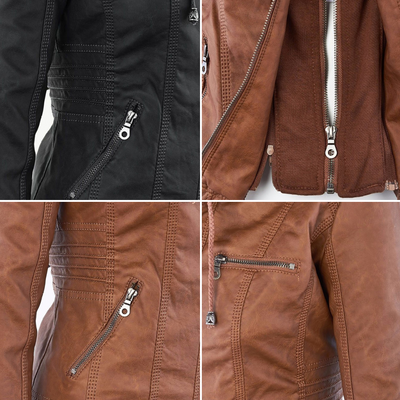 LÁNE | Waterproof Women's Leather Jacket with Hood
