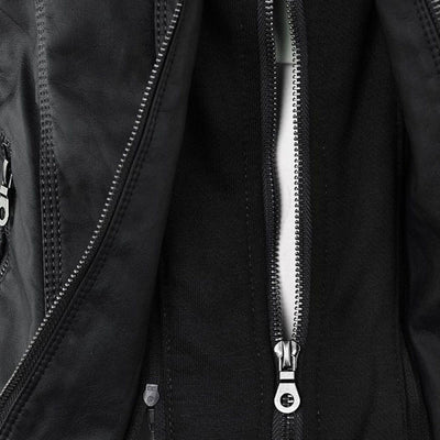 LÁNE | Waterproof Women's Leather Jacket with Hood