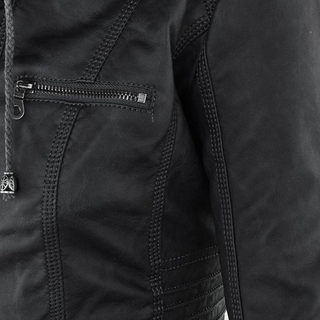 LÁNE | Waterproof Women's Leather Jacket with Hood