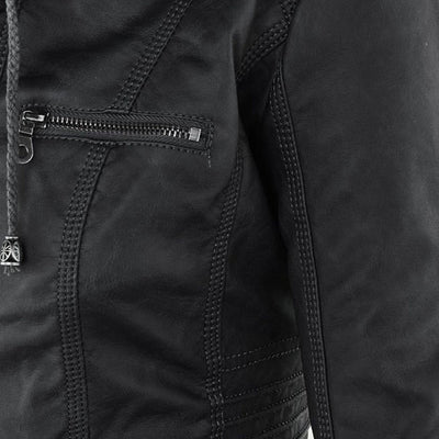LÁNE | Waterproof Women's Leather Jacket with Hood