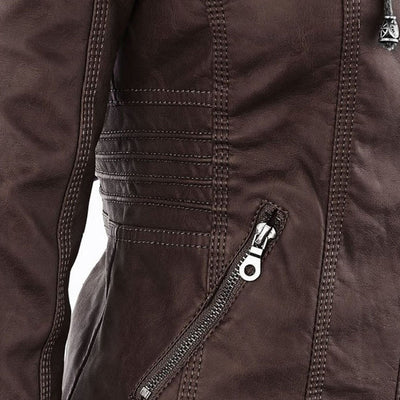 LÁNE | Waterproof Women's Leather Jacket with Hood