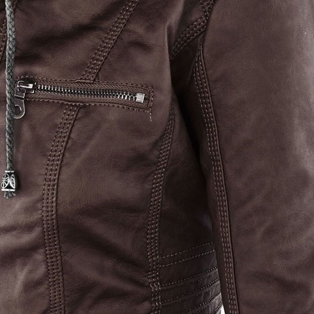 LÁNE | Waterproof Women's Leather Jacket with Hood