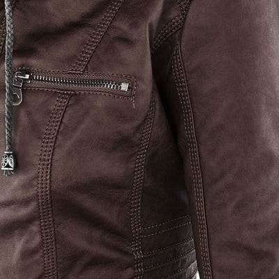 LÁNE | Waterproof Women's Leather Jacket with Hood