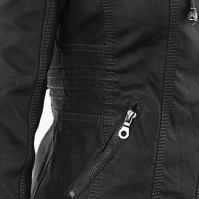 LÁNE | Waterproof Women's Leather Jacket with Hood