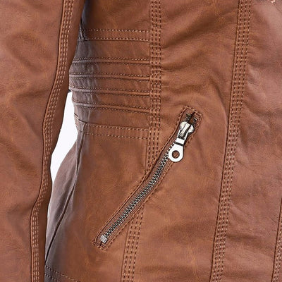 LÁNE | Waterproof Women's Leather Jacket with Hood