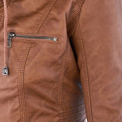 LÁNE | Waterproof Women's Leather Jacket with Hood