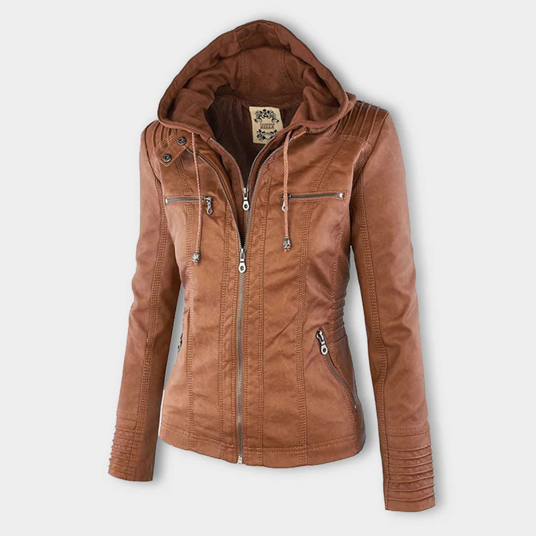 LÁNE | Waterproof Women's Leather Jacket with Hood