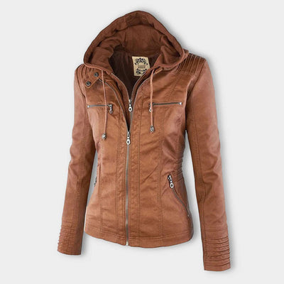 LÁNE | Waterproof Women's Leather Jacket with Hood