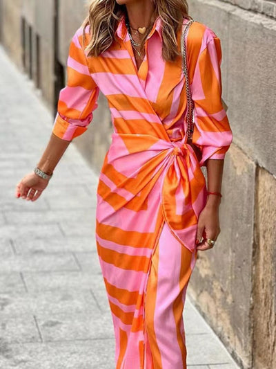 Marina | Striped Midi Shirt Dress