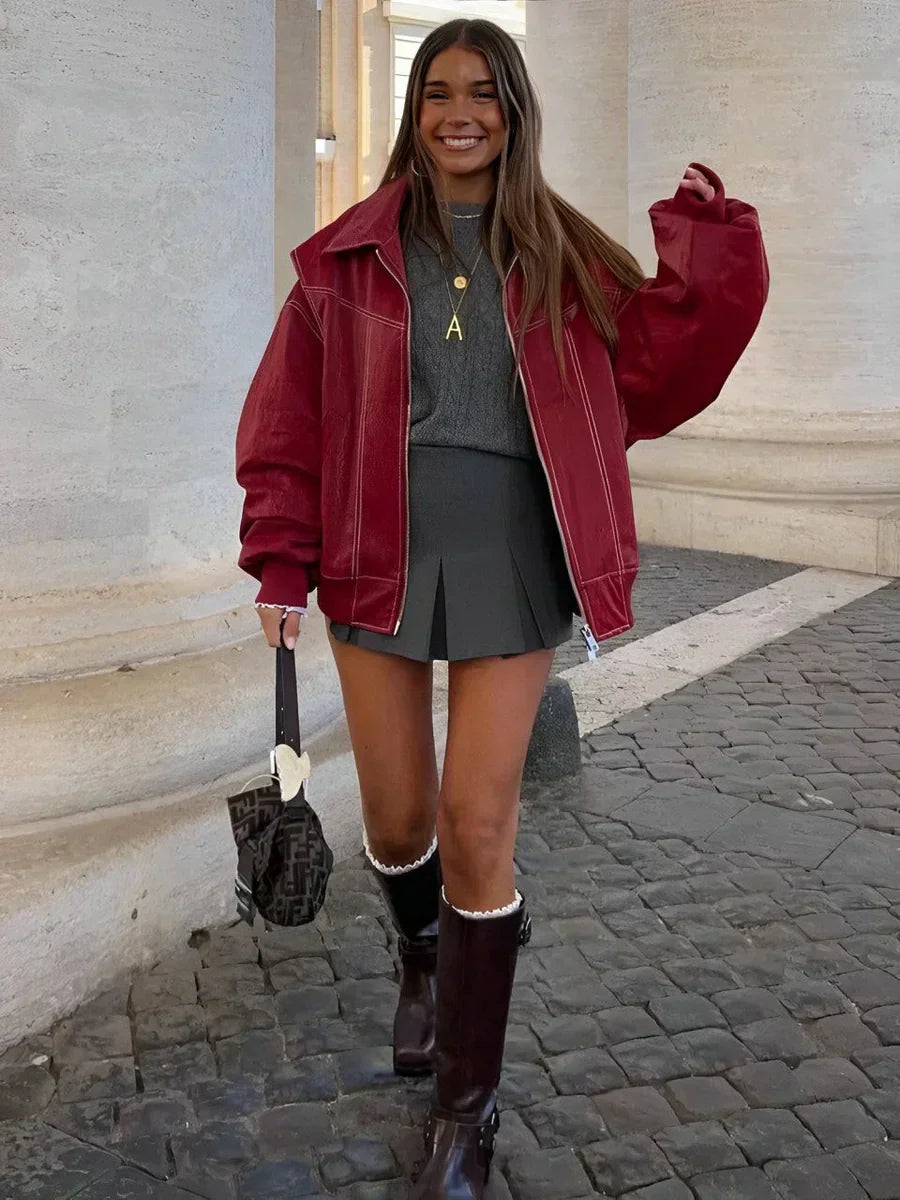 Georgia | Loose Biker Leather Jacket