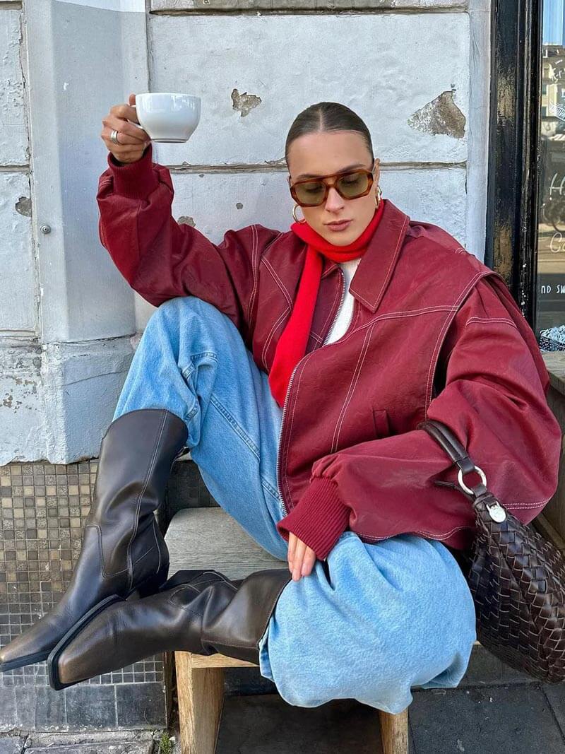 Georgia | Loose Biker Leather Jacket